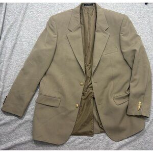 L.L. Bean Suit Jacket Men's Size 44 Single Breasted Lined Inner Pockets Beige